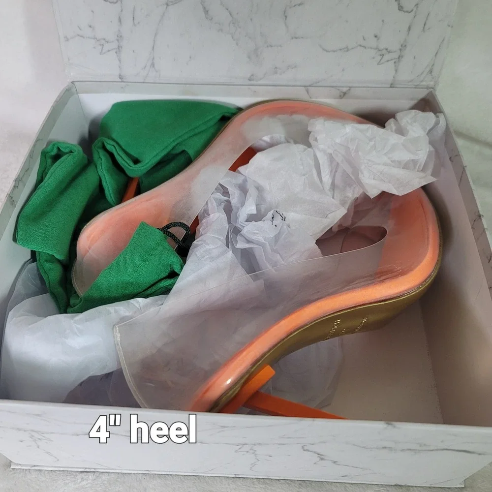 Jessica Rich Punk Cinderella Orange Pump Heel Clubwear Size 39 8.5-9 Clear PVC